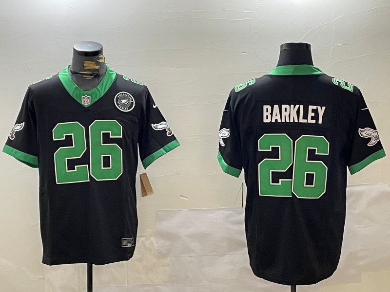 Men Philadelphia Eagles #26 Barkley Black three generations 2024 Nike Limited NFL Jersey style 2